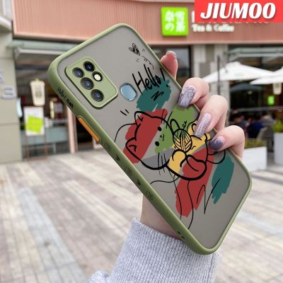 เคส JIUMOO สำหรับ Infinix เคส X682C 10 X682B ลายการ์ตูนแมวเรียบง่ายบางฝ้าแข็งกันแรงกระแทกผิวนอกแฟชั่นขอบซิลิโคนอ่อนนุ่มเคสมือถือคลุมทั้งหมดเลนส์กล้องถ่ายรูปเคสกันกระแทก