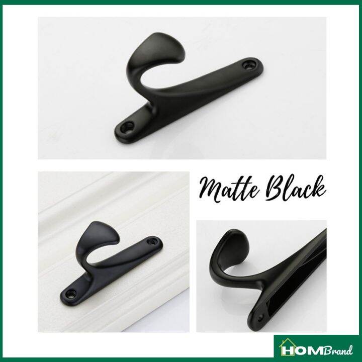 Modern Matte Black Art Zinc Alloy Metal Hook Curtain Tieback Hook