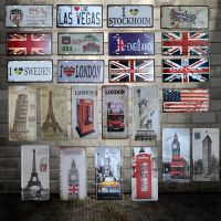 Celestineor Travel London Paris USA Bus Italy ป้ายทะเบียน-Wall Plaque Poster Decor For Cafes UK-ภาพวาด HY-1712