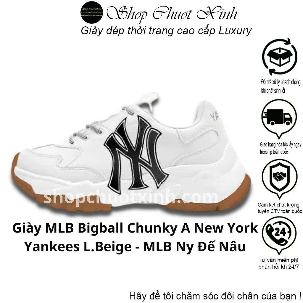 Giày MLB NY đế nâu rep 11 chuẩn 11 Trung trắng  Góc Của Nhỏ