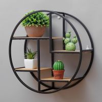 【CW】 Fashion Wall Mounted Iron Shelf Round Floating Hanging Storage Holder Rack for Room Office Decoration