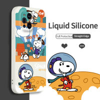 สำหรับ OPPO Find X3 FindX3 Pro Case Play Snoopy Square Liquid ซิลิโคน Matte Soft กันกระแทกกันชน Cover