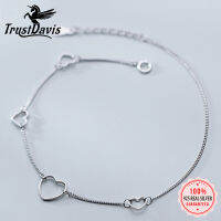 Trustdavis Real 925 Sterling Silver Minimalist แฟชั่นโรแมนติก Heart Anklets สำหรับผู้หญิงงานแต่งงานครบรอบเครื่องประดับ Fine DA1594