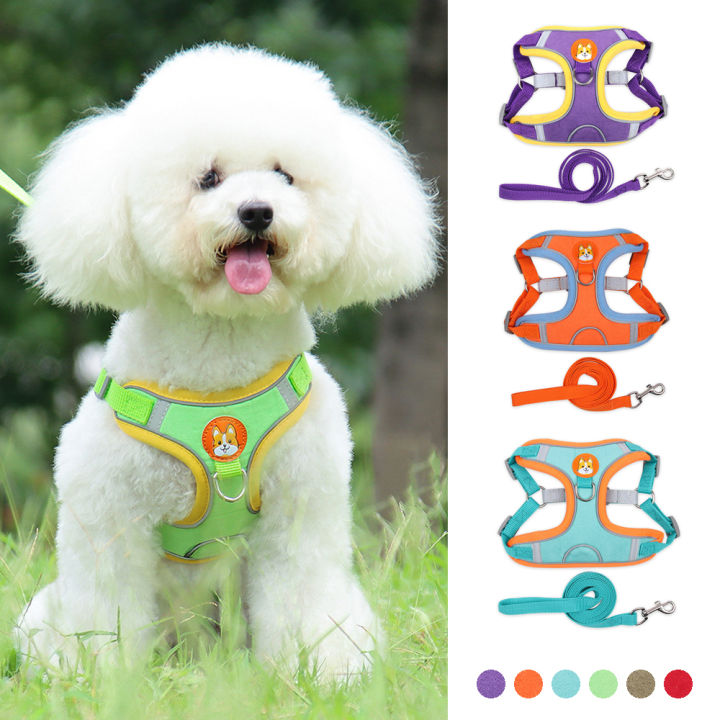5-0-pet-dog-harness-and-leash-set-adjustable-puppy-cat-harness-vest-reflective-walking-lead-leash-for-small-dogs-chihuahua-สินค้าใหม่เข้าสู่ตลาด