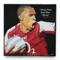 Thierry Henry เธียร์รี่ อองรี Arsenal อาร์เซนอล ปืนใหญ่ ฝรั่งเศส รูปภาพ​ติด​ผนัง​ pop art พร้อมกรอบและที่แขวน ฟุตบอล​ กรอบรูป​​ รูปภาพ