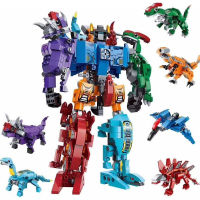 6 in 1 Dinosaur Mecha Deformation City Guard Robot Enlighten Block Set Kids Educational Building Toy