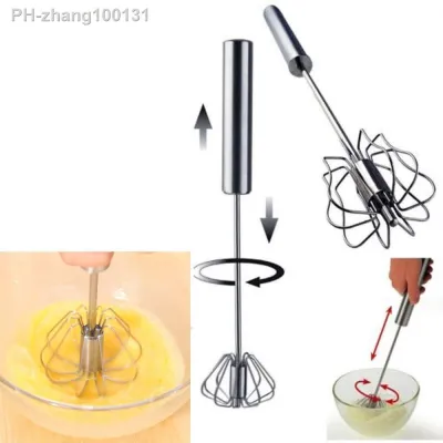 Semi-automatic Mixer Egg Beater Manual Self Turning Stainless Steel Whisk Hand Blender Egg Cream Stirring Kitchen Tools