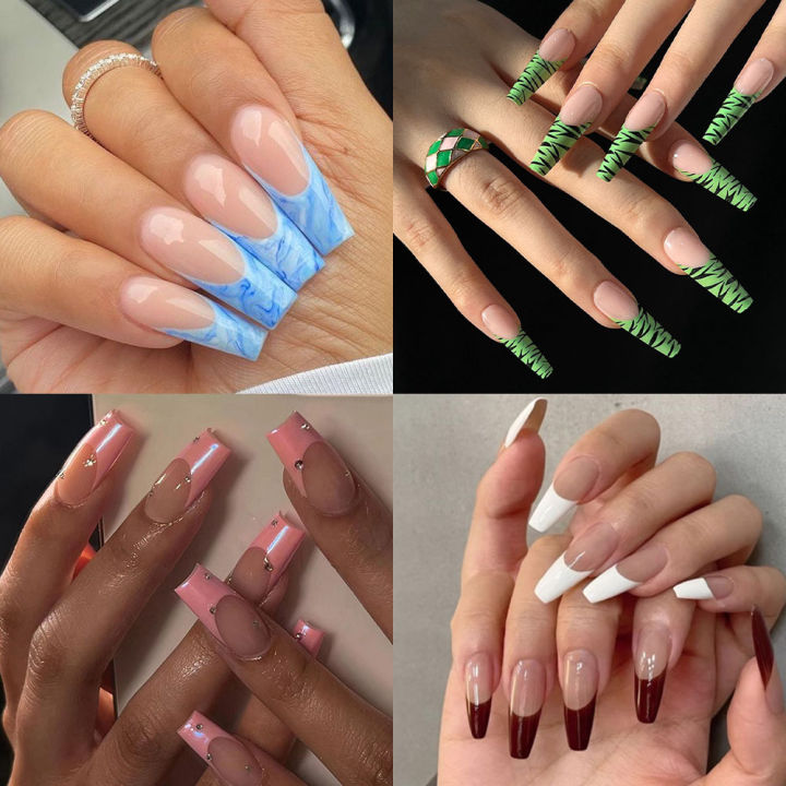 toe-false-nails-with-glue-transparent-glue-for-false-nails-glue-on-nail-stickers-paper-free-nail-holder-quick-extension-false-nails