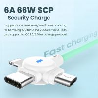 สายเคเบิล3in 1ที่ชาร์จไฟรวดเร็ว USB 6A 66W,สำหรับ Huawei Mate 40 Pro 5A ไมโคร USB Type C 3in 1เครื่องชาร์จ USB ข้อมูลสายสำหรับ iPhone 13 12 1/2เมตร