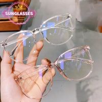 ♞™ Round Clear Lens Glasses UV400 Sunglasses Candy Sweet Glasses Transparent 2022 New Summer Retro Mirrored Lens Fashion Goggle