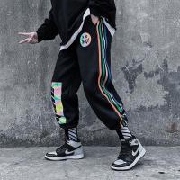 CODddngkw3 National Trendy High Street Hip-Hop Reflective Letter Printed Striped Sports Pants Men Women Couples Hot-Selling Large Size Pure Cotton Loose All-Match Youth Casual Cropped