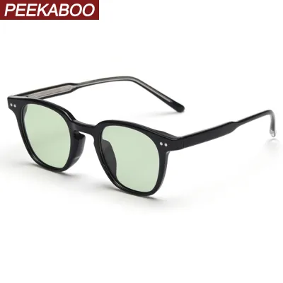 Peekaboo black green square frame sunglasses men polarized korean style ladies sun glasses vintage male blue uv400 2022