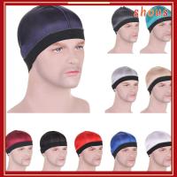 SHOUS สีทึบทึบ หมวก durag ผู้ชาย อีลาสติก ระบายอากาศได้ระบายอากาศ หมวก durag หลากสี หมวกบีนนี่ โพลีเอสเตอร์ หมวกลายคลื่น สำหรับผู้ชาย