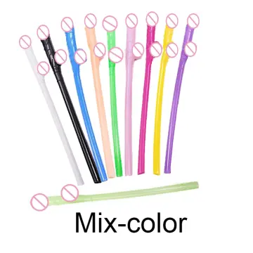 10Pcs Cuticolor Penis Straws Bridal Shower Sexy Hen Night Willy Drinking  Penis Novelty Nude Straw for