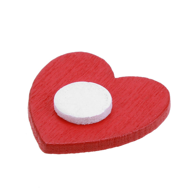 จัดส่งเร็ว-สติกเกอร์ไม้รูปหัวใจสีแดงขนาดเล็ก100ชิ้นการตกแต่งบ้านของเล่นเครื่องประดับ-diy