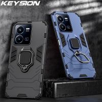 {Taoyitao Case} KEYSION เกราะกันกระแทก Y22S Y35เคสสำหรับ VIVO Y16ซิลิโคนพีซีขาตั้งแหวนโลหะโทรศัพท์ฝาหลัง4G