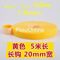1PCS YT503 Yellow Wide 20 mm  Long/Short Hook  Back to Back  Cable Tie  5 Meters Hookloop Nylon Fastening Tape  Magic Tape Strap Cable Management