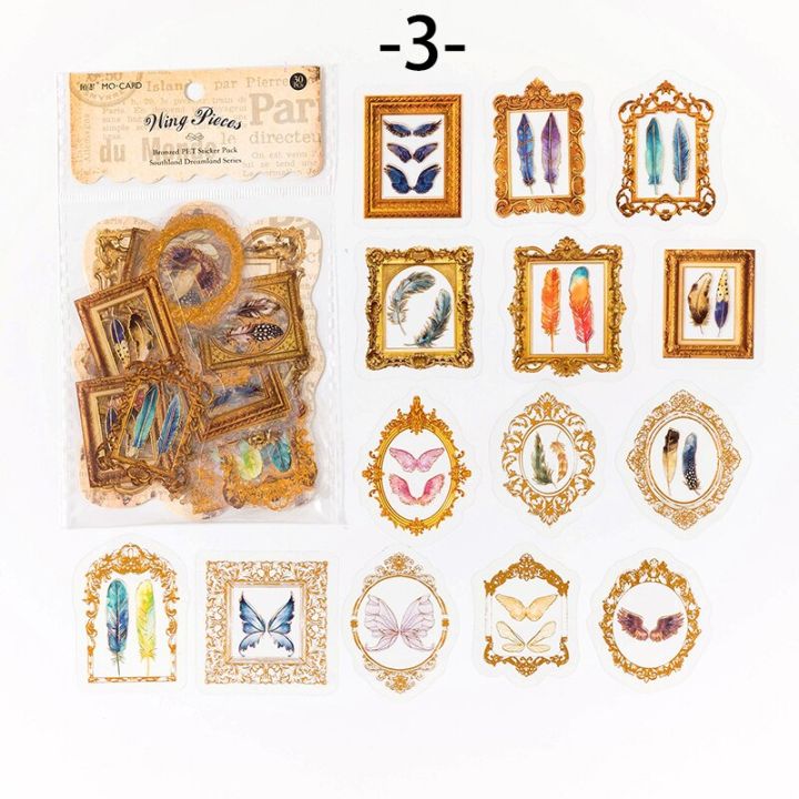 mr-paper-6-style-30pcs-bag-vintage-pet-sticker-beautiful-butterfly-clock-animal-hand-account-decorative-stationery-sticker