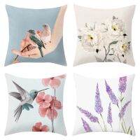 Bird and Flowers Cushion Cover Classic Pillowcase Decorative for Sofa Couch Living Room Home Decor