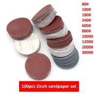 ✖☒◈ 100pcs 2 50mm Flocked Sandpaper Disc Hook Loop Grit 80-3000 Aluminum Oxide Abrasive Grinding Polishing Pad for Dremel Tools