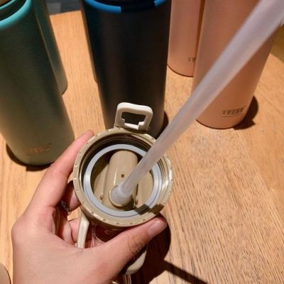 1Pc Thermos Bottle With Straw 530Ml 750Ml Stainless Steel Thermal Cup Car Insulated Flask Water Tumbler For Outdoor SportsTH