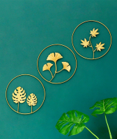 Nordic โลหะแขวนผนังเครื่องประดับ Gold Leaf Plant ผู้ถือเหล็กพื้นหลัง Wall Decor จี้ห้องนอนตกแต่งบ้าน