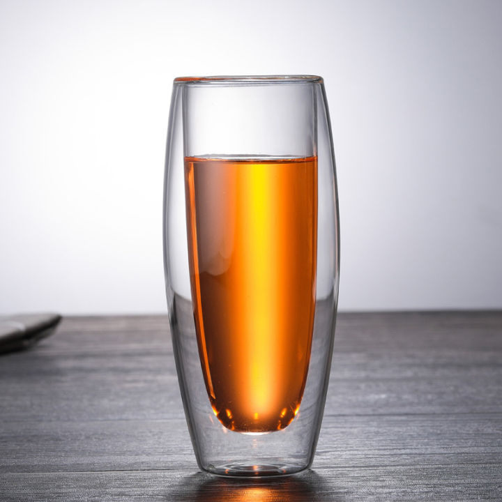 แก้วแชมเปญแก้วสองชั้นทนอุณหภูมิสูงแก้วของขวัญสุดหรูแบบเบาแก้วไวน์แดงแก้วมะนาว