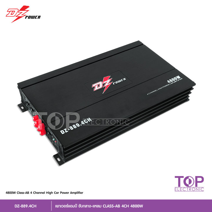 top-dz-power-class-ab-4channel-เพาเวอร์แอมป์-4ชาแนล-คลาสab-สำหรับขับเสียงกลางแหลมหรือซับเบส-กำลังขับ-4800-watts-dz-power-รุ่น-dz-889-4ch-เพาเวอร์ขับกลางแหลม-dz-power