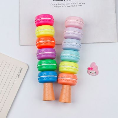 【cw】 1 Pieces 6 Color Kawaii Biscuit Highlighter Office School Supplies