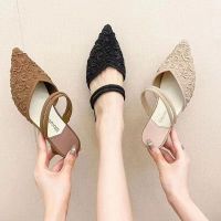 Thick Heel Sandals Plastic Material Waterproof Two Wear Slope Plastic Fashion Net Infrared Pointed Casual Shoes