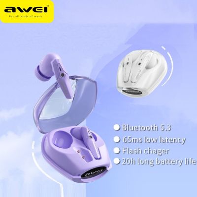ZZOOI Awei T25 Wireless Earphones TWS Bluetooth 5.3 Sport Earbuds With Mic in-Ear Headset DNS Noise Reduction Fone Bluetooth Wholesale