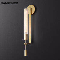 DOOMYHOME Post-Modern ไฟหรูหราโคมไฟผนังทองแดงเรียนโรงแรมห้องนั่งเล่นห้องตัวอย่างไฟผนังตกแต่งทองแดงบริสุทธิ์