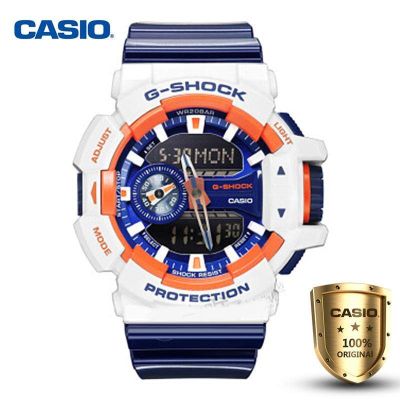 Casio นาฬิกาข้อมือผู้ชาย สีขาว/น้ำเงิน สายเรซิน รุ่น GA-400CS-7A