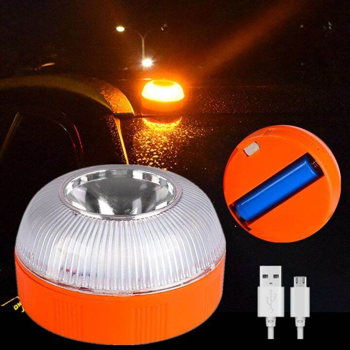 v16 LED Emergency Light Car Warning Lamp 18650 Rechargeable Safety Flash Light Car