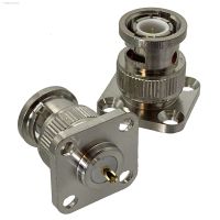 ▩☾☫ 1Pcs BNC Male Plug 12.7mm 4-holes Flange Deck Mount Solder Cup RF Coaxial connector Brass