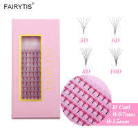 FAIRYTIS 0.07มม. D Curl พัด5D 6D 8D ก้านสั้น10D พัดแบบรัสเซียตัวต่อขนตาขนมิงค์เทียมทุกขนาด