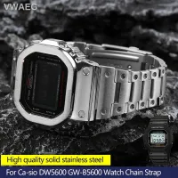 DW-5600สายรัดโลหะสำหรับ G-SHOCK C-Asio กำไลข้อมือสายนาฬิกาแท่งสแตนเลสสตีลดัดแปลง GW-M5610ขนาด16มม.