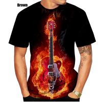 2023 newFunny Guitar 3D Print T-shirt Men Women Casual Funny Short Sleeves Tees