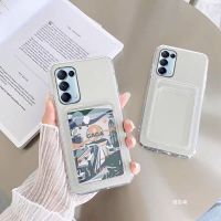 เคสโทรศัพท์มือถือซิลิโคน TPU ใส กันกระแทก พร้อมช่องใส่บัตร สําหรับ compatible for OPPO A98 Reno 8t Reno8 pro Reno7 pro Reno7z Reno8z A17 A17K A16 A54 A9 A5 A76 A15 A77 A77S A53 Reno 10 pro plus