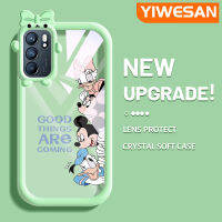 YIWESAN เคสสำหรับ OPPO Reno 6 5G Reno 6 Pro 5G 6Z Reno 5G เคสการ์ตูนมิกกี้เป็ดซิลิโคนนิ่มหลากสีเคสโทรศัพท์โปร่งใสสร้างสรรค์เคสเคสป้องกันแบบกันแรงสั่นสะเทือนเลนส์กล้องถ่ายรูปปิศาจน้อยน่ารัก