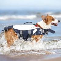 ฤดูร้อน Dog Life Saver Shark Look Design Dog ชุดว่ายน้ำเสื้อกั๊กความปลอดภัยสะท้อนแสง Pet Safety Vest Lifesaver Preserver With Rescue Handle There