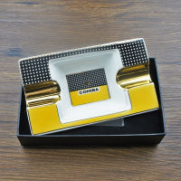 COHIBA Portable Ashtray Home Ceramic Ashtray Luxury 2 Rest Holder Ashtray