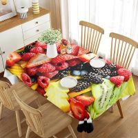 Corinada Rectangular Tablecloth 3D Fruit Food Summer Theme Decor Art for Kitchen Dining Room Wedding Decorations