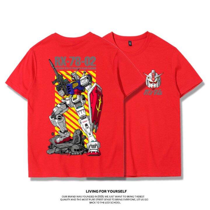 เสื้อยืดผู้ชาย-gundam-เสื้อยืด-mobile-suit-joint-rx78-2-อะนิเมะอุปกรณ์ต่อพ่วงครึ่งแขนเกาหลีรุ่นหลวมผ้าฝ้ายแบรนด์แขนสั้นผ