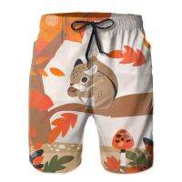 Men Beach Shorts Quick-drying Men Swimming Trunks Autumn Squirrel On Tree Men Swimwear Swimsuit Beachwear Beach Bathing Shorts