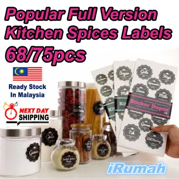 Kitchen Round Spice Labels - 144 stickers Chalkboard Spice Labels Sticker  Reusable Spice Jar Label Spice Organization Storage