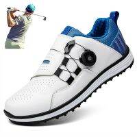 Zapatos de Golf para hombre y mujer calzado deportivo de cuero resistente al agua con cordones rápidos cómodo para caminar