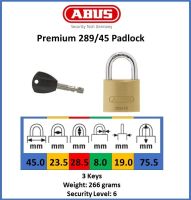 ABUS Premium 289/45 Solid Brass Padlock with 3 Keys