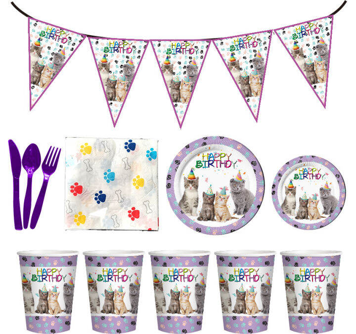 jollyboom-cat-party-supplies-packs-kitten-paper-tableware-set-cat-theme-party-plates-and-napkins-kitten-birthday-party-decorations-ideal-for-cat-birthday-party-supplies-ซื้อทันทีเพิ่มลงในรถเข็น