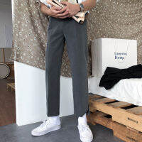 IEFB mens wear Korean trendy 2021 Autumn new suit pants for male irregular vent bottoms casual ankle-length pants Y1208